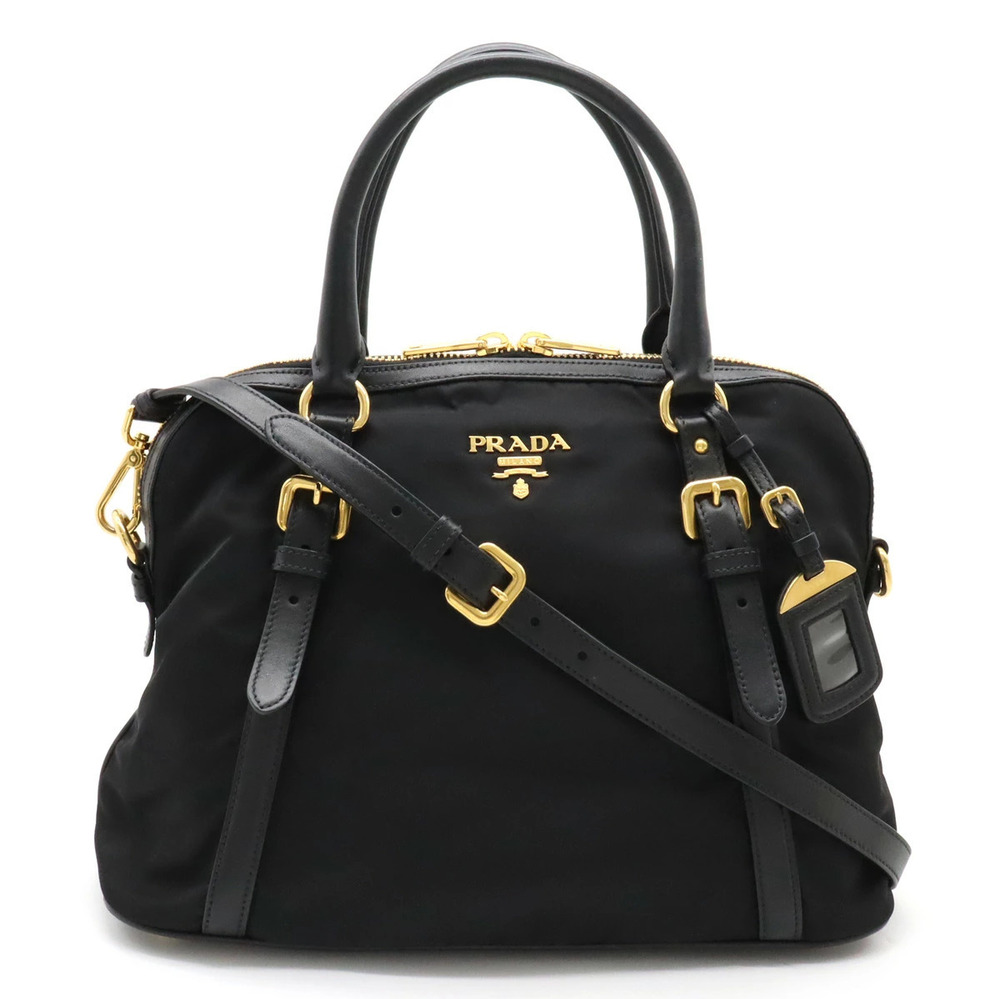 Prada Handbag Tote Bag Shoulder Leather NERO Black